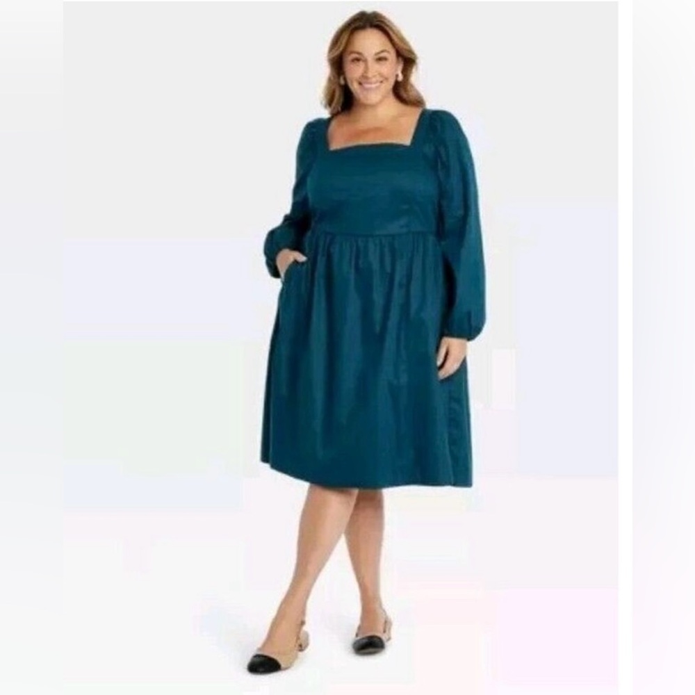 Ava & Viv Teal Long Sleeve Dress